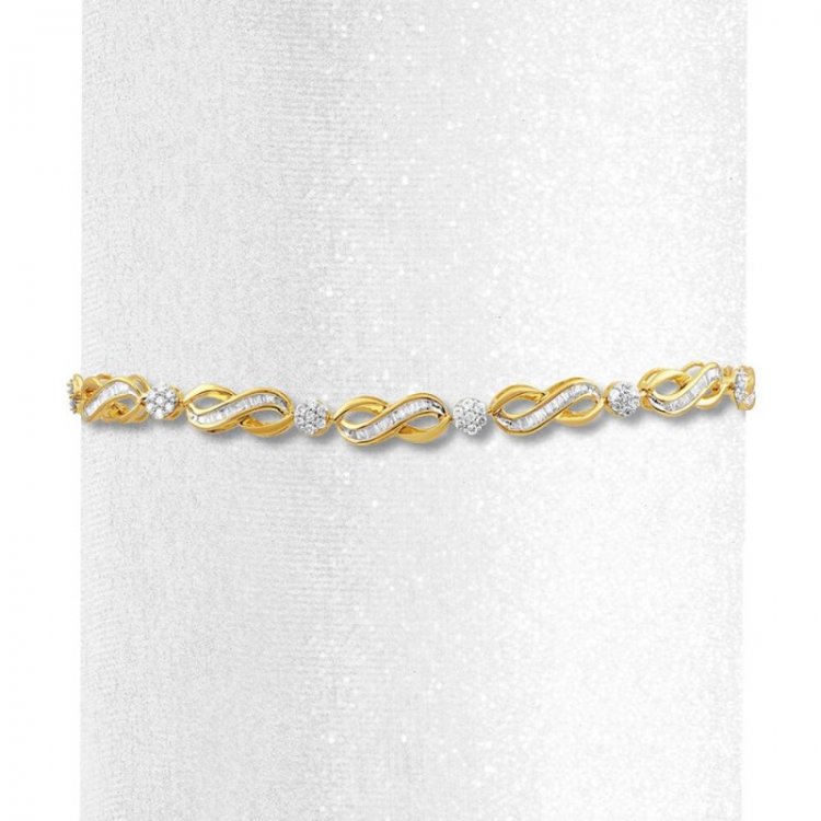 Diamond Infinity Bracelet 1 cttw Baguette/Round 10K Yellow Gold