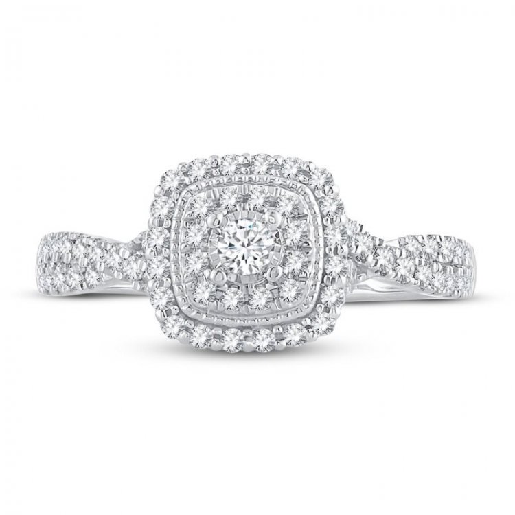 Diamond Engagement Ring 1/2 ct tw Round-cut 10K White Gold