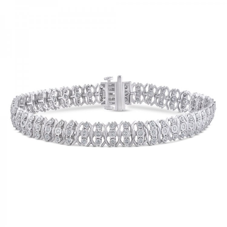 Diamond Bracelet 1 ct tw 10K White Gold 7.25"