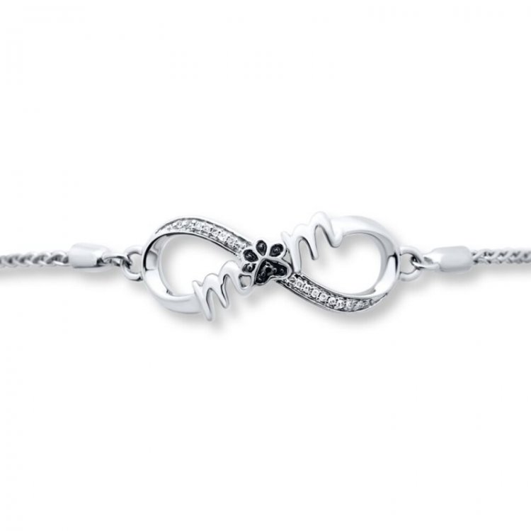 Paw Print Diamond Bolo Bracelet Sterling Silver