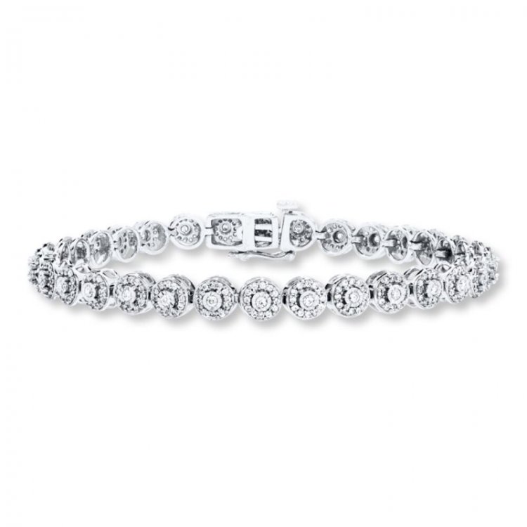 Diamond Bracelet 1 ct tw Round-cut 10K White Gold