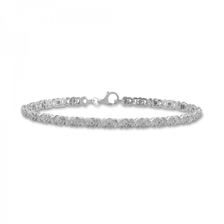 Diamond Bracelet 1/10 ct tw Round-cut Sterling Silver 7.5