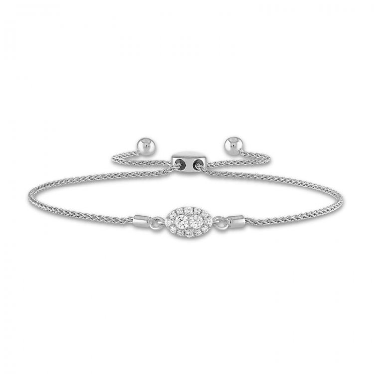 Forever Connected Diamond Bolo Bracelet 1/5 ct tw Round-Cut 10K White Gold