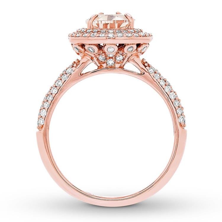 Morganite Engagement Ring 5/8 ct tw Diamonds 14K Rose Gold