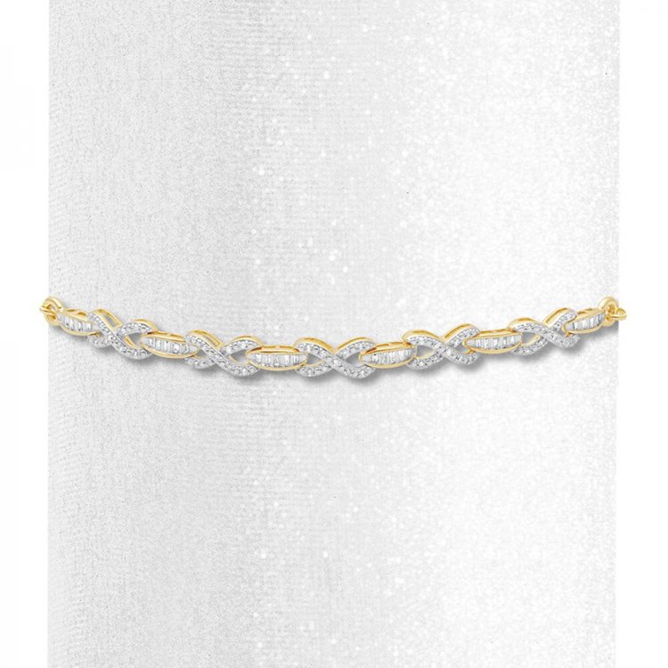 Diamond Infinity Bolo Bracelet 1/4 ct tw 10K Yellow Gold