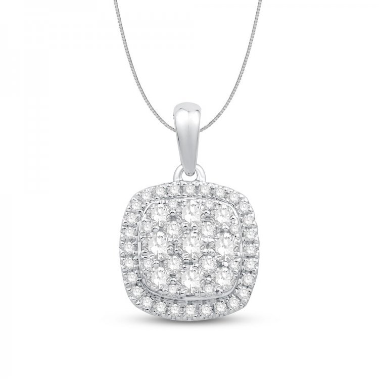 Diamond Necklace 1 ct tw 10K White Gold 18