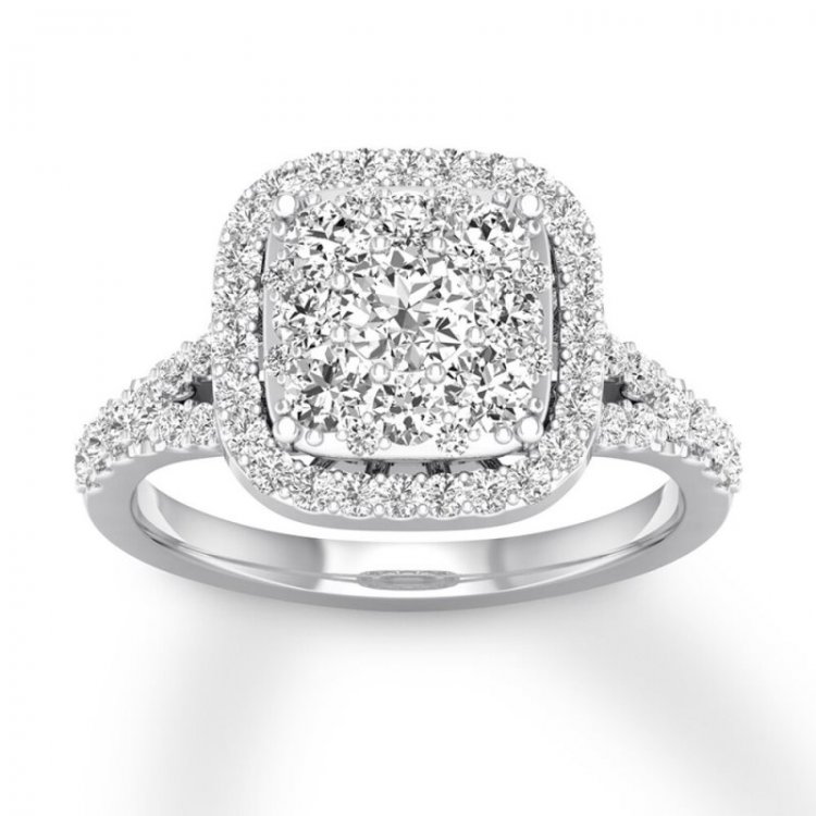 Diamond Engagement Ring 3/4 ct tw Round-cut 14K White Gold