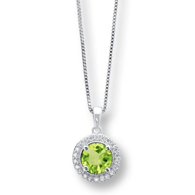 Peridot Necklace Lab-Created White Sapphires Sterling Silver