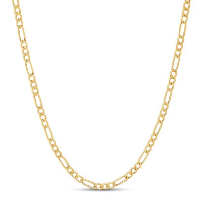 Mens Hollow Figaro Chain 14K Yellow Gold 24