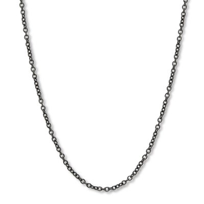 Cable Chain Necklace Black Ion-Plated Stainless Steel 30