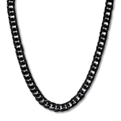 Men's Black Ion-Plated Stainless Steel Curb Link Necklace 24"