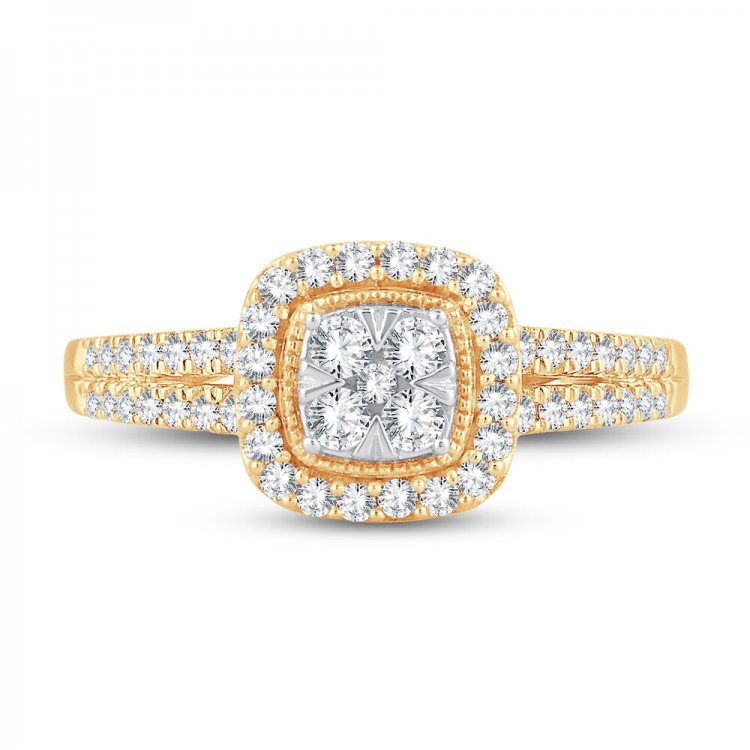 Multi-Diamond Engagement Ring 1/2 ct tw Round-cut 10K Yellow Gold