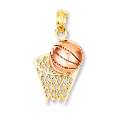 Basketball & Hoop Charm 14K Two-Tone Gold