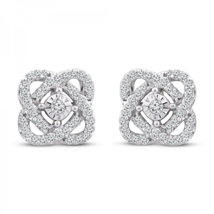 Center of Me Diamond Stud Earrings 1/5 ct tw 10K White Gold