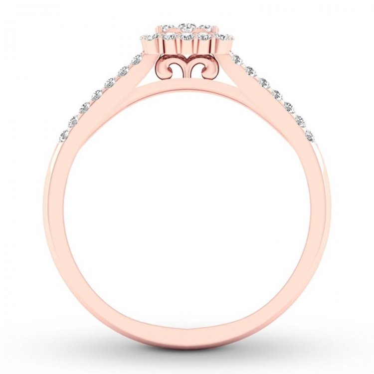 Diamond Engagement Ring 1/4 ct tw Round-cut 10K Rose Gold