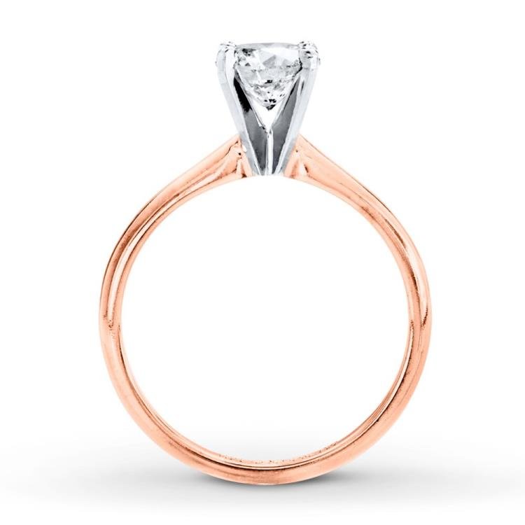 Solitaire Engagement Ring 1 Carat Diamond 14K Rose Gold