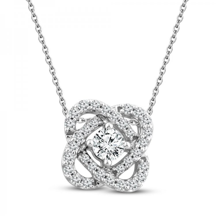 Center of Me Diamond Necklace 1/2 ct tw 10K White Gold 18