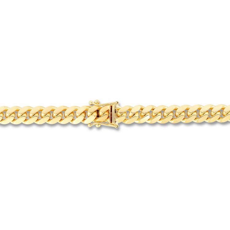 Mens Miami Cuban Chain Necklace 14K Yellow Gold 24