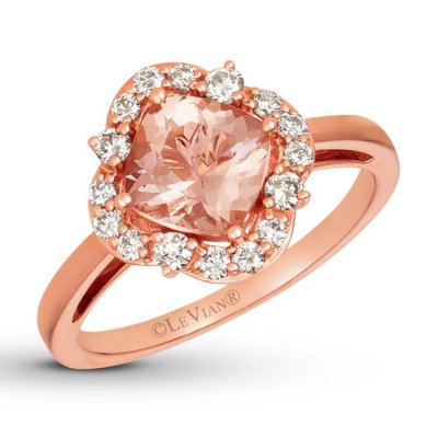 Le Vian Peach Morganite Ring 1/3 ct tw Nude Diamonds 14K Gold