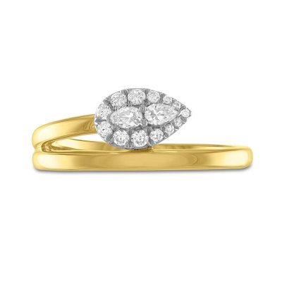 Forever Connected Diamond Bypass Ring 1/5 ct tw Pear/Round-Cut 10K Two-Tone Gold