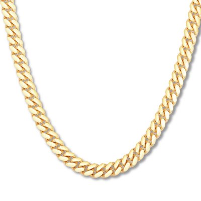 Mens Miami Cuban Chain Necklace 14K Yellow Gold 24