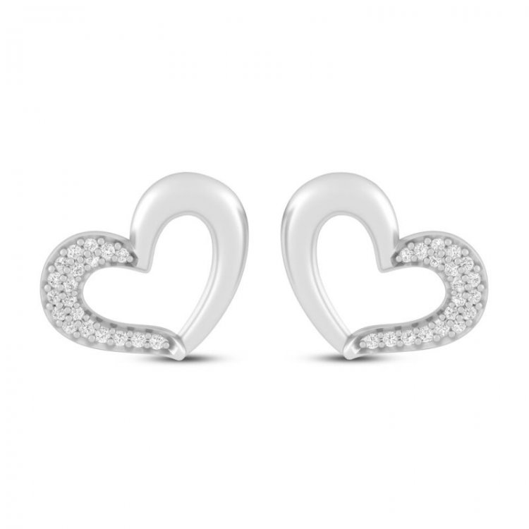 Diamond Heart Earrings 1/10 ct tw Sterling Silver