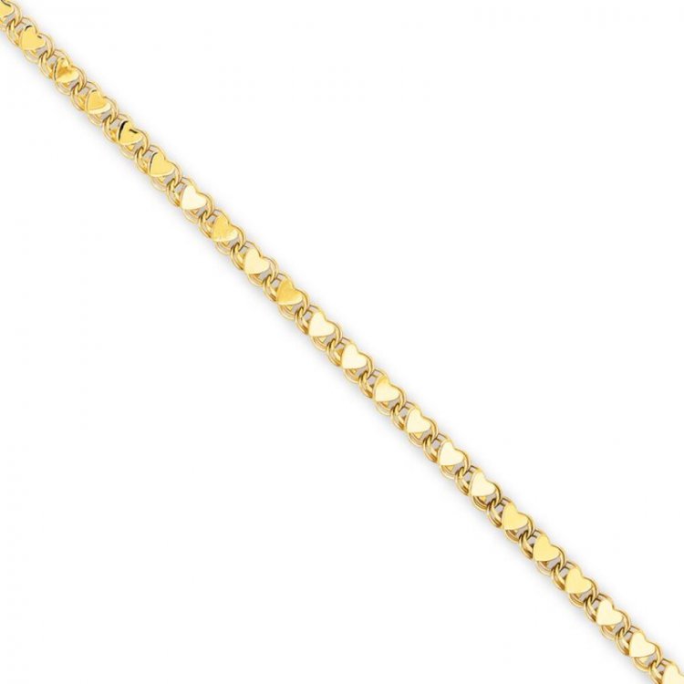 Heart Link Anklet 14K Yellow Gold