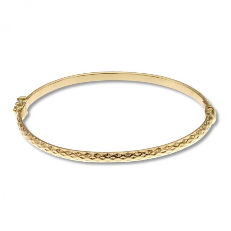 Italian Diamond Cut Bangle 14K Yellow Gold