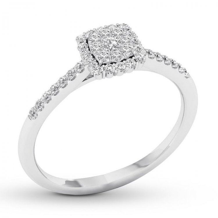 Diamond Engagement Ring 1/4 ct tw Round-cut 10K White Gold