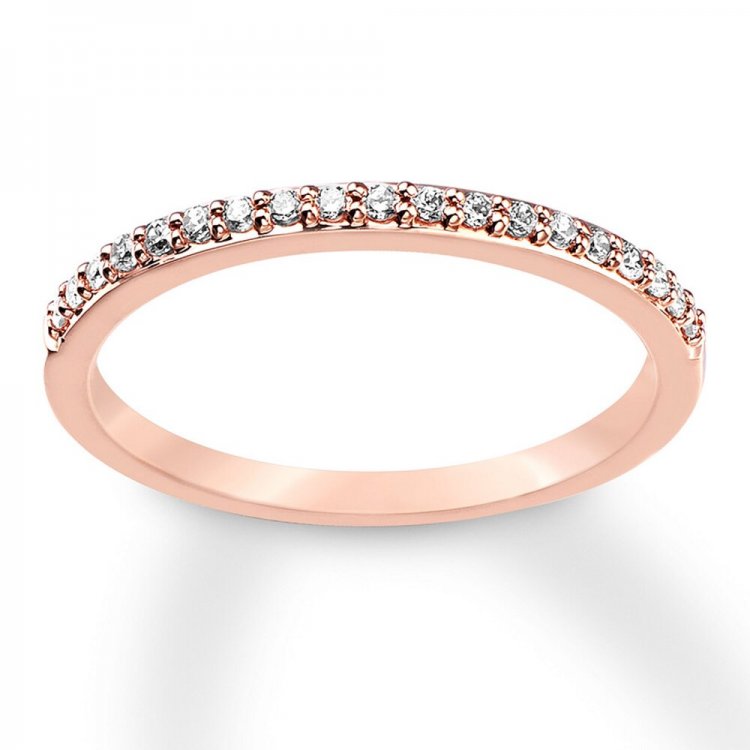 Diamond Wedding Band 1/6 ct tw 14K Rose Gold