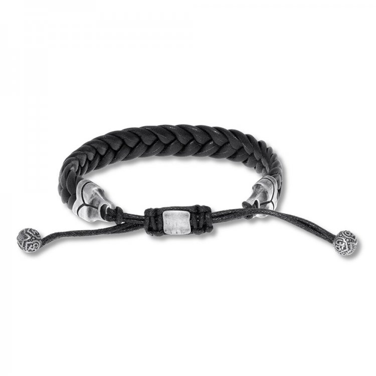 Men's Leather Bracelet Stainless Steel