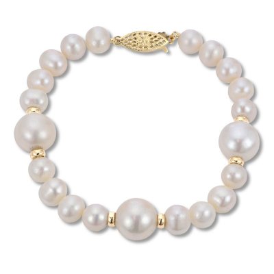 Cultured Pearl Bracelet 14K Yellow Gold 7.5