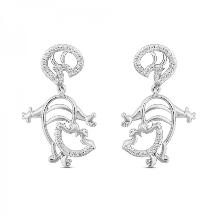 Disney Treasures Alice in Wonderland Cheshire Cat Diamond Earrings 1/5 ct tw Sterling Silver