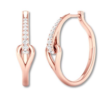 Love + Be Loved Diamond Hoop Earrings 1/4 ct tw 10K Rose Gold