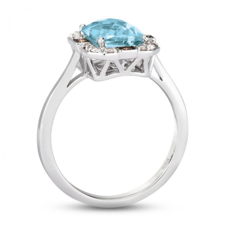 Le Vian Aquamarine Ring 1/6 ct tw Diamonds 14K Vanilla Gold